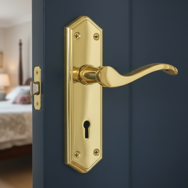 Paris Brass PVD Finish Lock Handles 168x47mm