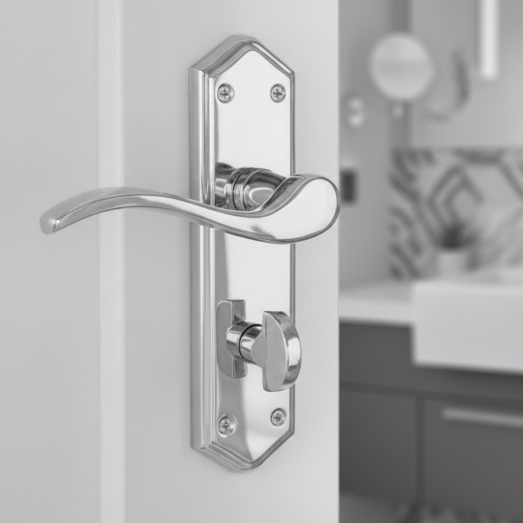 Paris Polished Chrome Bathroom Handles 168x47mm