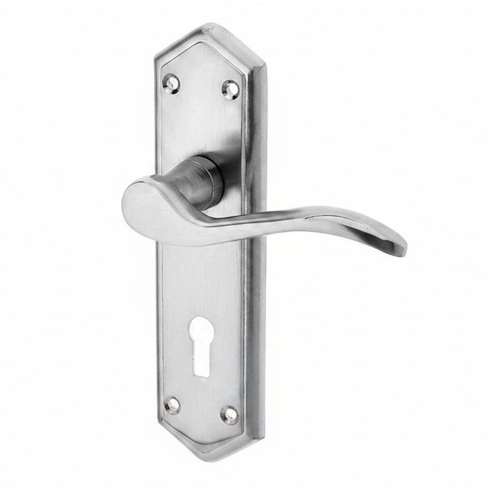 Paris Satin Chrome Lock Handles 168x47mm