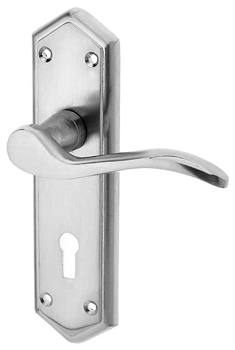 Paris Satin Chrome Lock Handles 168x47mm