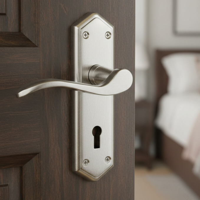 Paris Satin Chrome Lock Handles 168x47mm