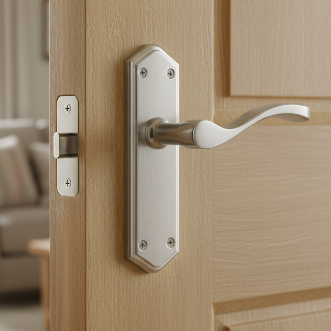 Paris Satin Chrome Latch Handles 168x47mm