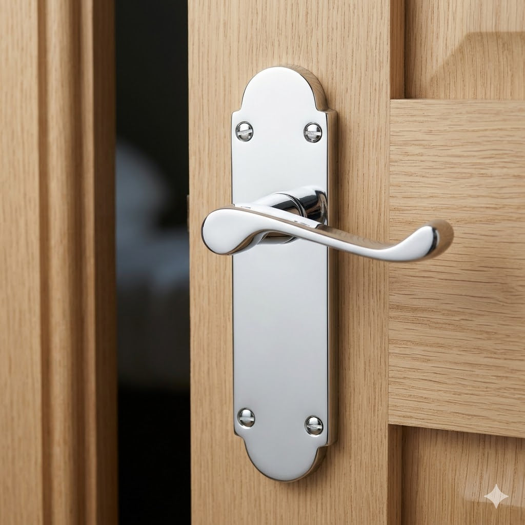 Epsom Polished Chrome Latch Handles 169x40mm