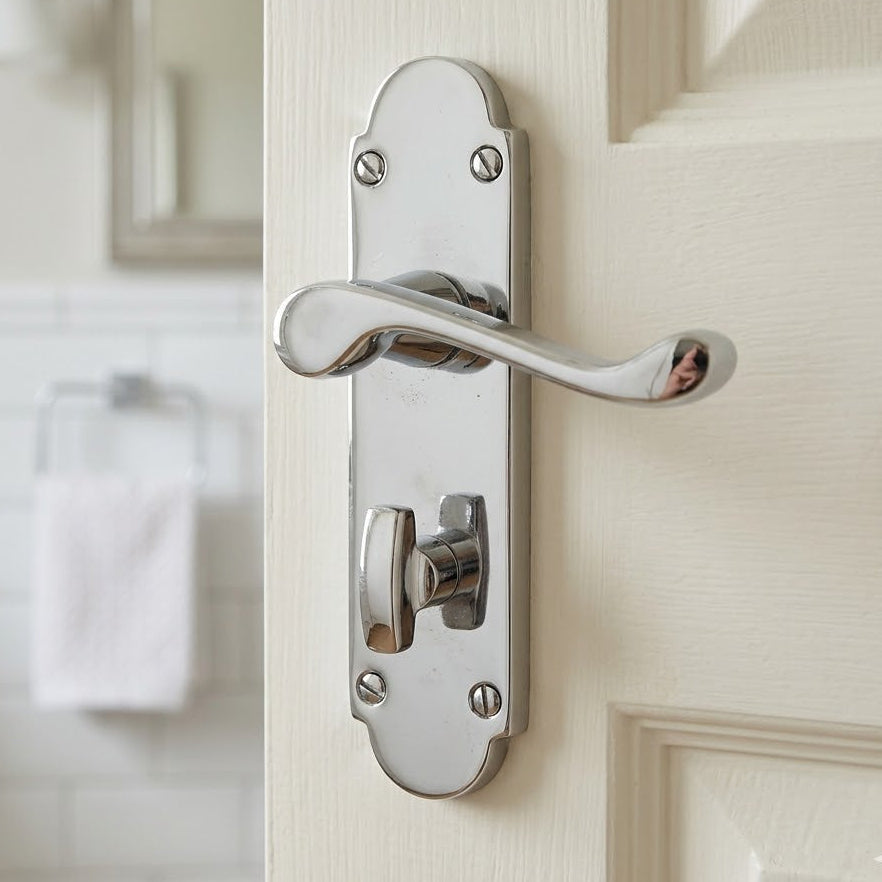 Epsom Polished Chrome Bathroom Handles 169x40mm