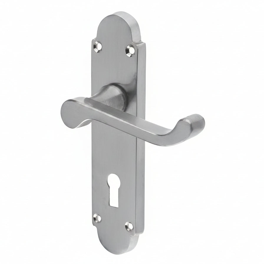 Epsom Satin Chrome Lock Handles 169x40mm