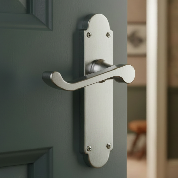 Epsom Satin Chrome Latch Handles 169x40mm
