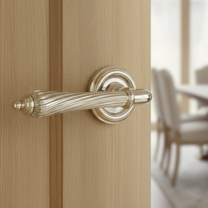 Giselle Polished Nickel Lever on Rose Door Handles