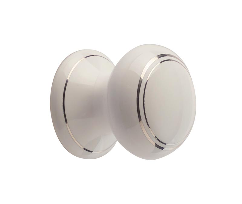 White Silverline Porcelain Cabinet Knob