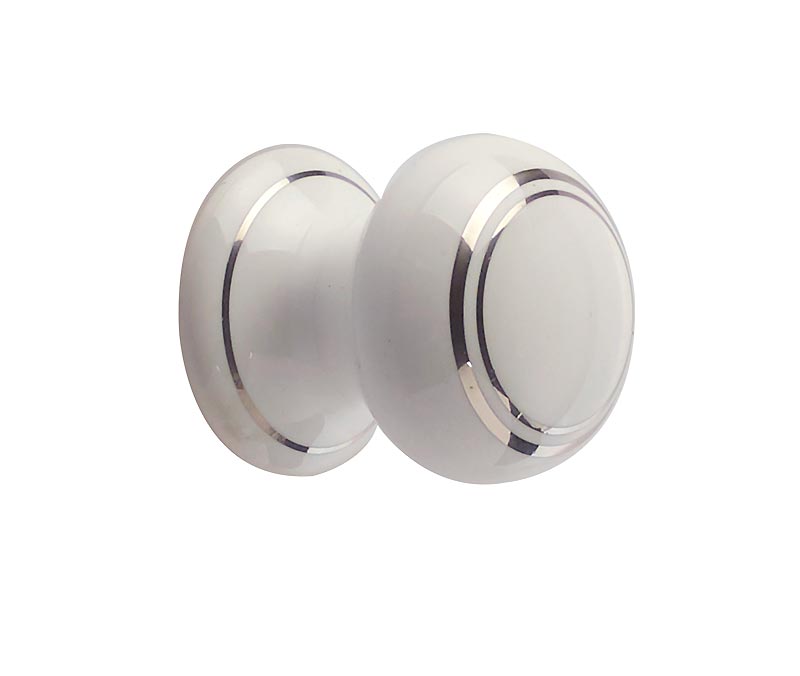 White Silverline Porcelain Cabinet Knob