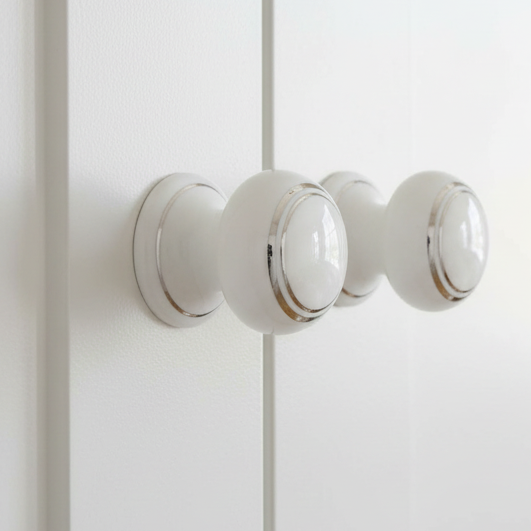 White Silverline Porcelain Cabinet Knob