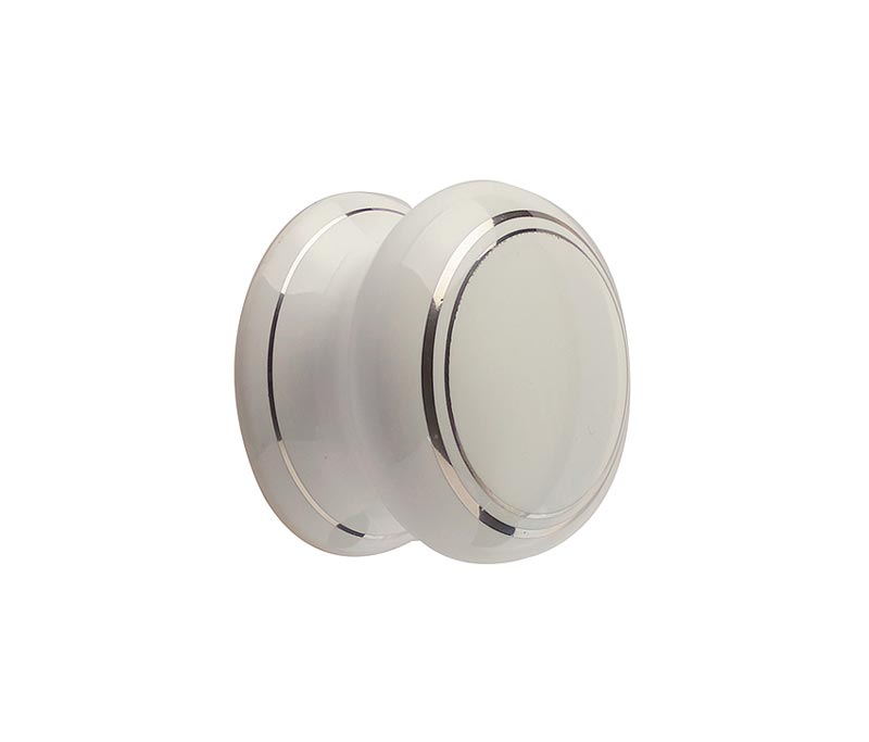 White Silverline Porcelain Cabinet Knob