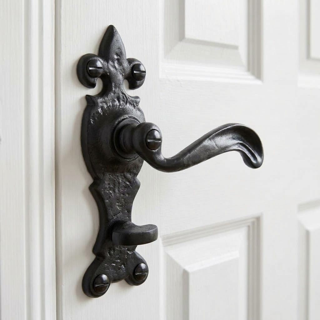 Black Antique Bathroom Door Handles 165x50 2449