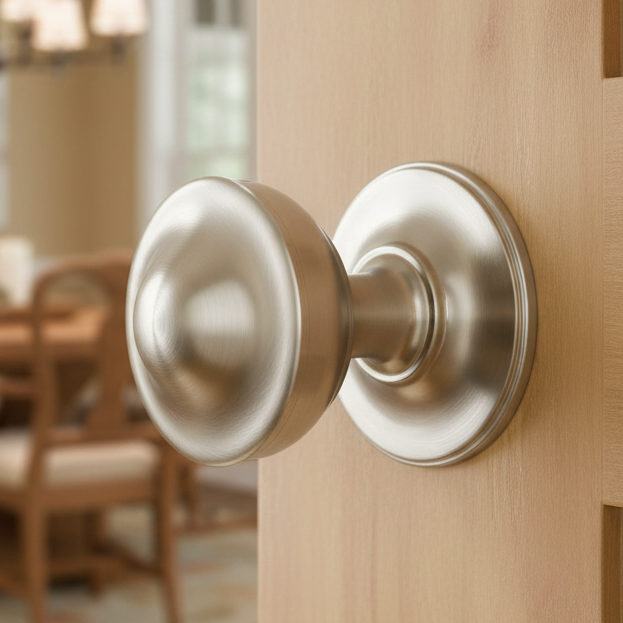 Satin Nickel Crown Mortice Door Knob Set