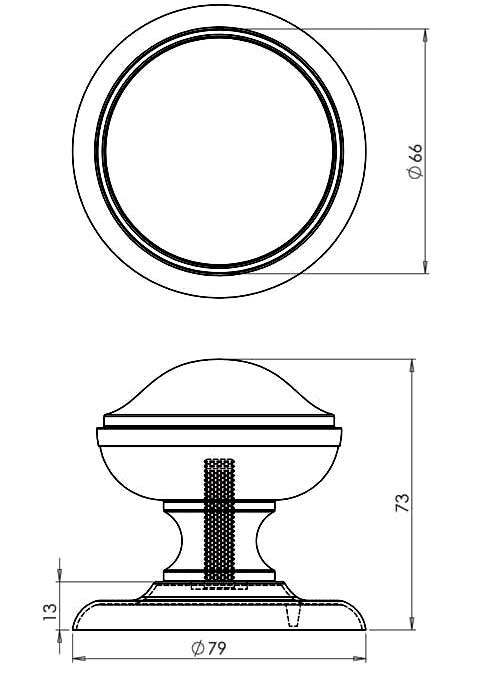 Jedo Polished Chrome Centre Door Knob 2.5in
