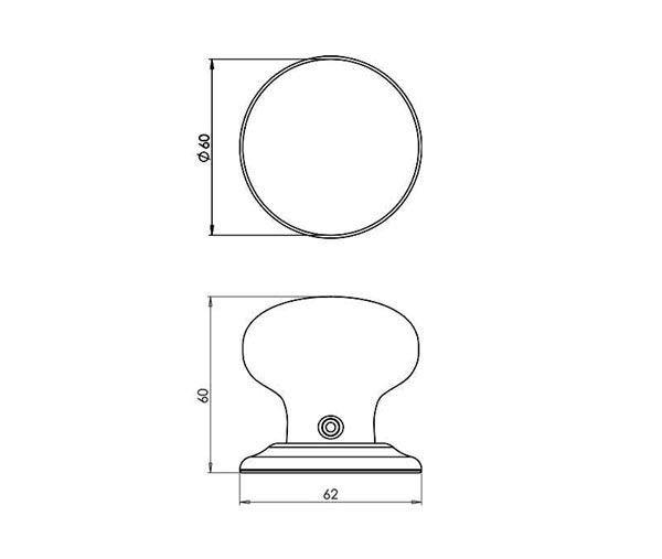 Black Silverline Porcelain Door Knobs 60mm