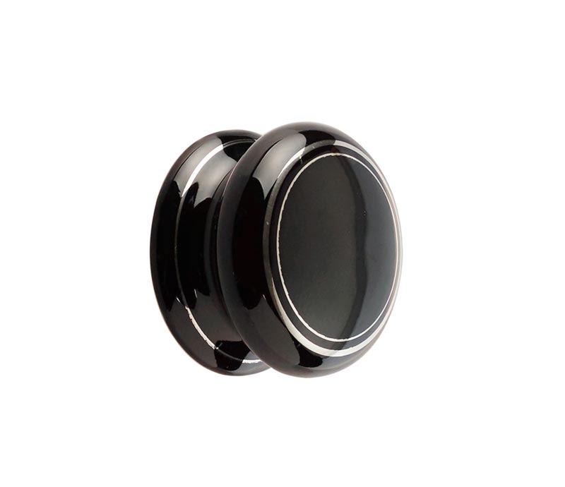 Black Silverline Porcelain Cabinet Knob