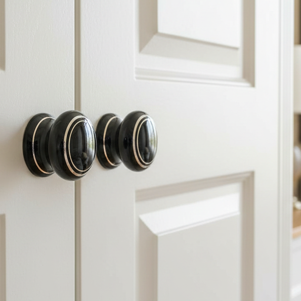 Black Silverline Porcelain Cabinet Knob