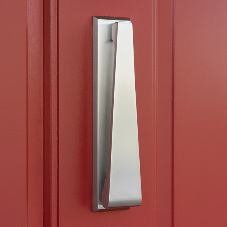 Satin Chrome Contemporary Front Door Knocker 157x35mm