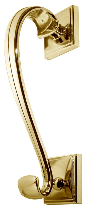 Polished Brass Sloane Square Plate Scroll Door Knocker 196mm