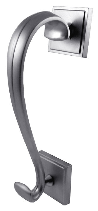 Satin Chrome Sloane Square Plate Scroll Door Knocker 196mm