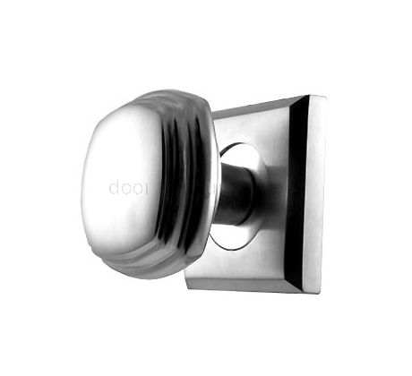 Satin Chrome Mortice Door Knobs on Square Rose