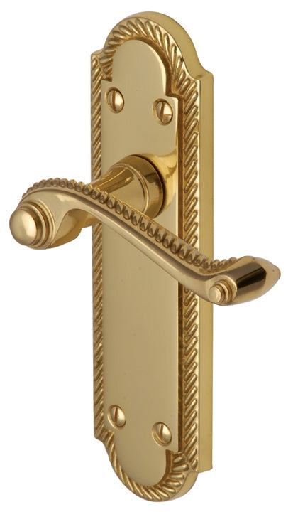 Gainsborough Polished Brass Rope Edge Latch Door Handles