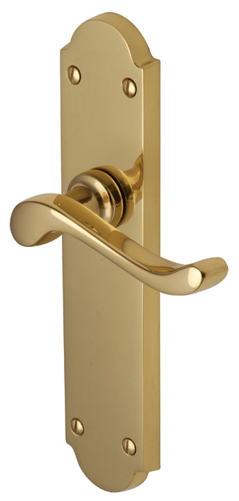 Savoy Long Scroll Lever Polished Brass Latch Door Handles
