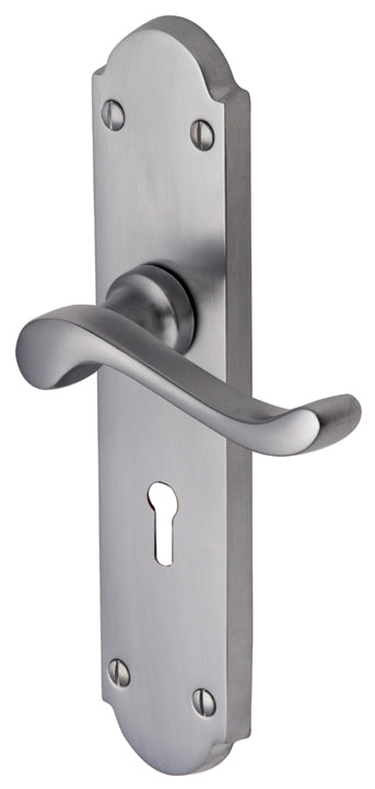 Savoy Long Scroll Lever Satin Chrome Keyhole Door Handles