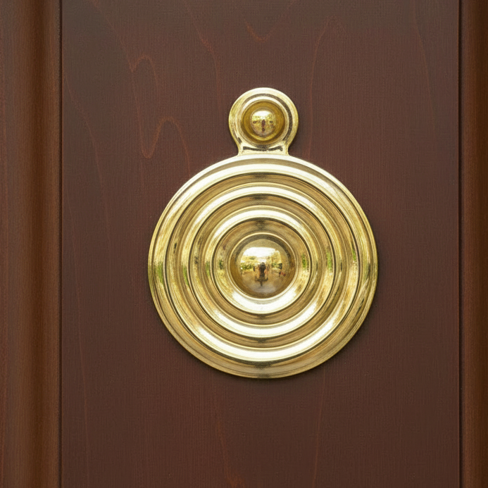 Polished Brass Reeded Door Key Hole Escutcheon 33mm