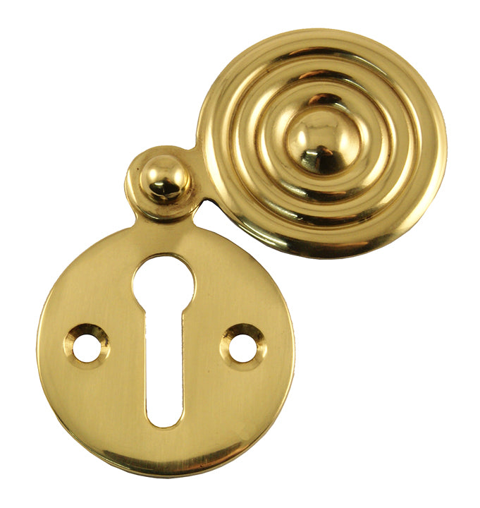 Polished Brass Reeded Door Key Hole Escutcheon 33mm