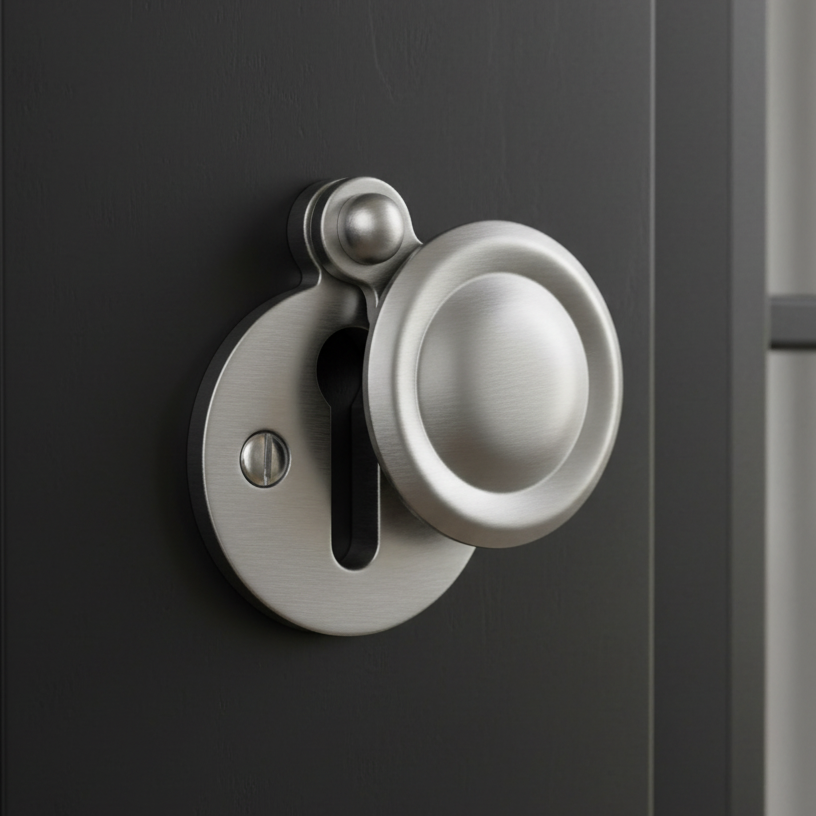 Satin Chrome Covered Key Hole Escutcheon 33mm