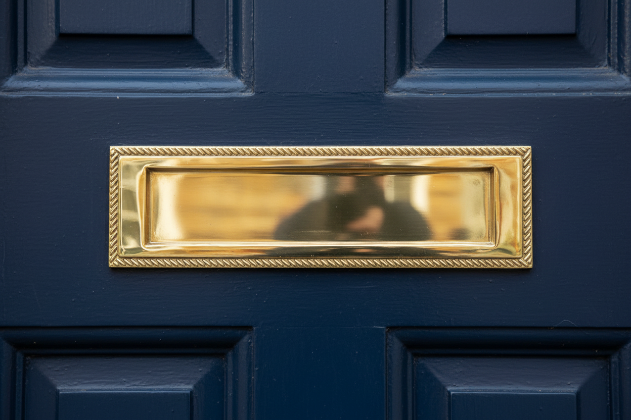 Polished Brass Georgian Rope Edge Letter Box 10x3in (254x78mm)