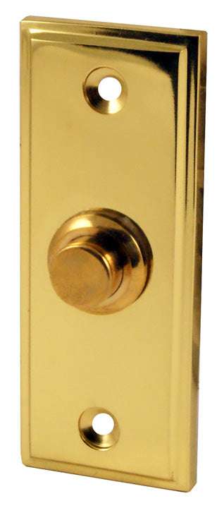 Polished Brass Rectangular Front Door Bell Push 84x33mm
