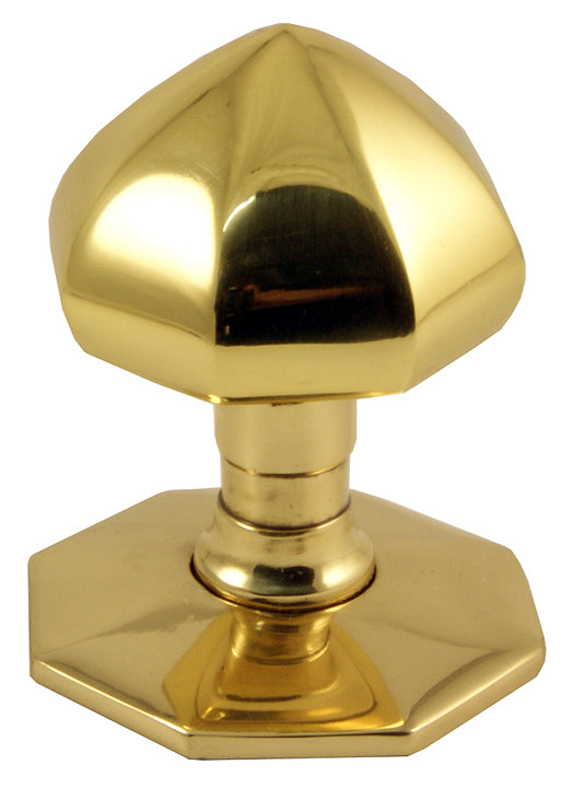 Polished Brass Faceted Front Door Knob 2.5in (64mm)