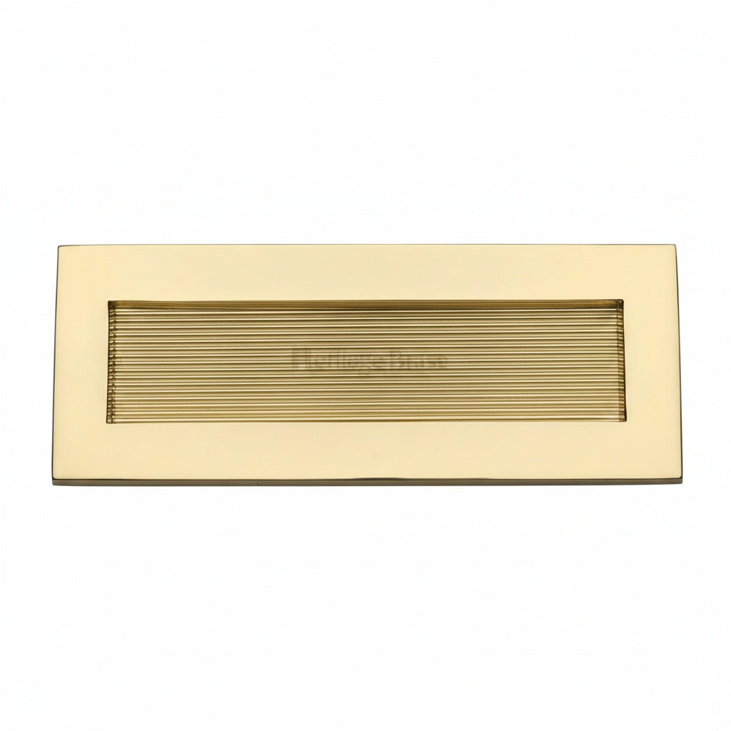 Heritage RR852 Polished Brass Reeded Letter Plate 254x101mm