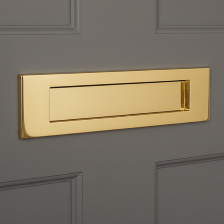 Polished Brass Victorian Plain Letter Box 12x4in (305x100mm)
