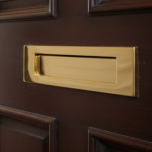 Polished Brass Victorian Plain Letter Box 13x3in (334x80mm)