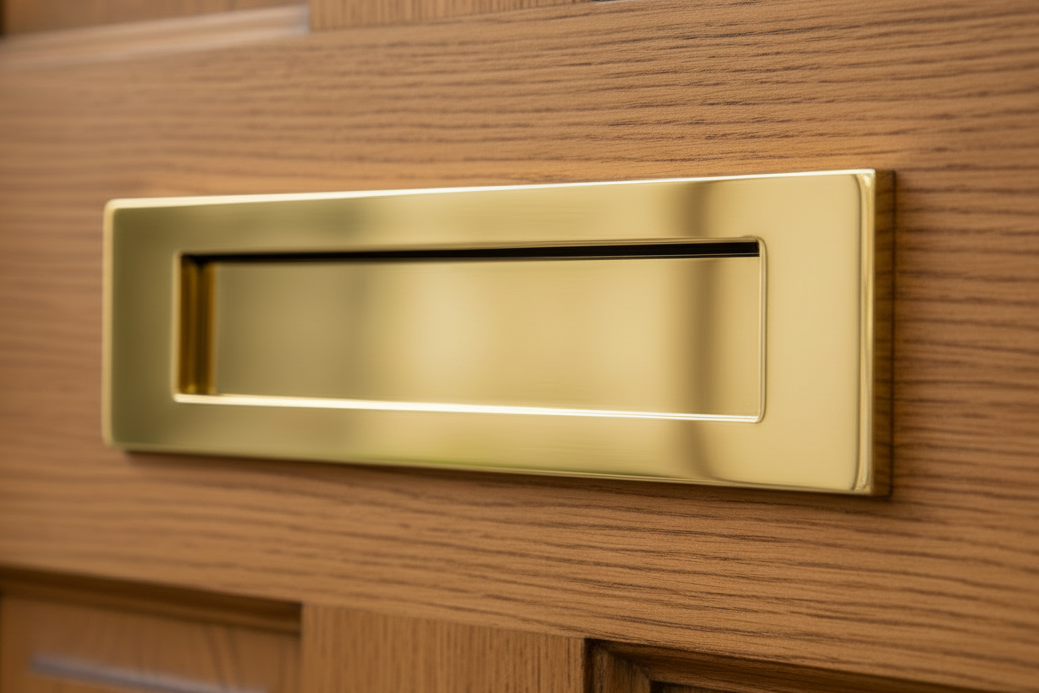 Polished Brass Victorian Plain Letter Box 14x4.5in (356x112mm)