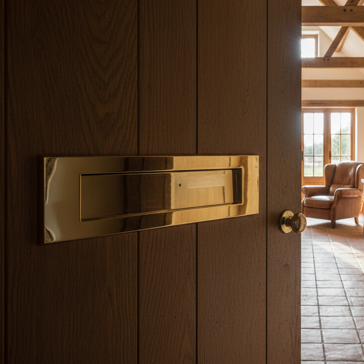 Polished Brass Victorian Plain Letter Box 16.5x5in (410x125mm)