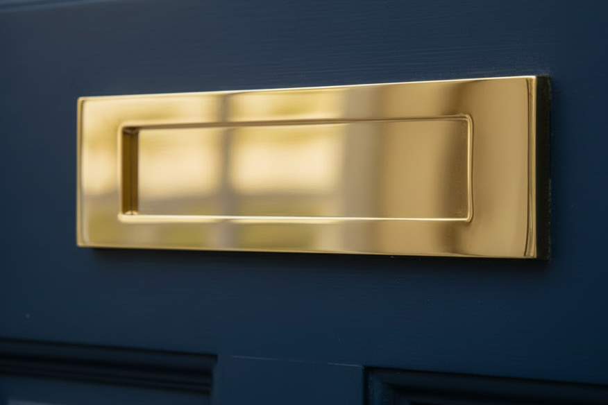 Polished Brass Victorian Plain Letter Box 10x4in (254x100mm)