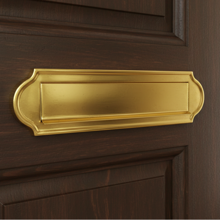 Polished Brass Lift Up Gravity Flap Letter Box 11x3in (280x78mm)