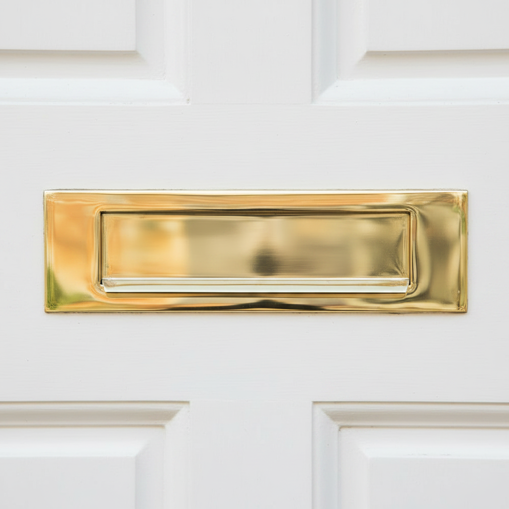 Polished Brass Lift Up Gravity Flap Letter Box 11x3in (280x80mm)