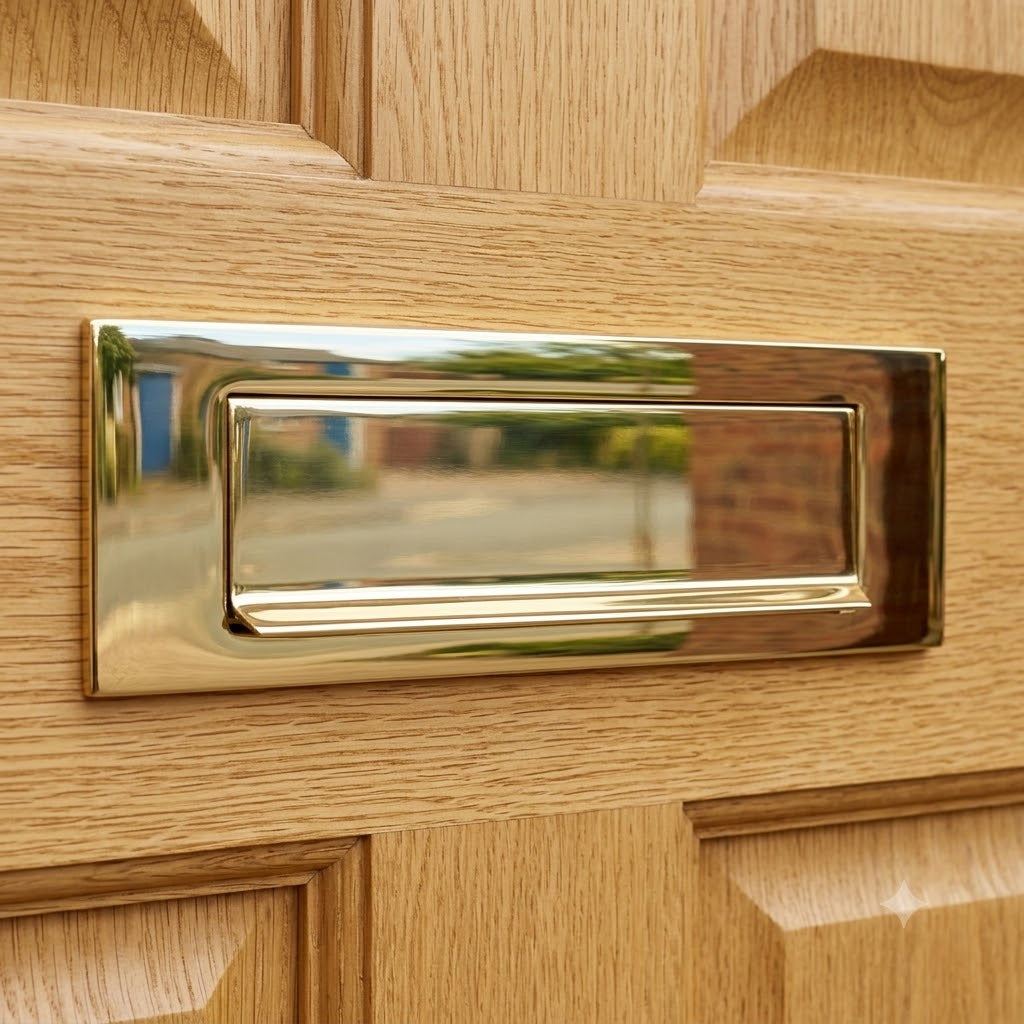 Polished Brass Lift Up Gravity Flap Letter Box 11x3in (280x80mm)