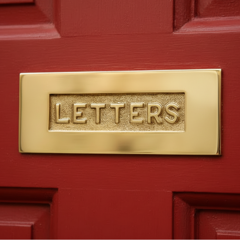 Polished Brass Letter Box 10x4in (254x101mm) with Raised LETTERS