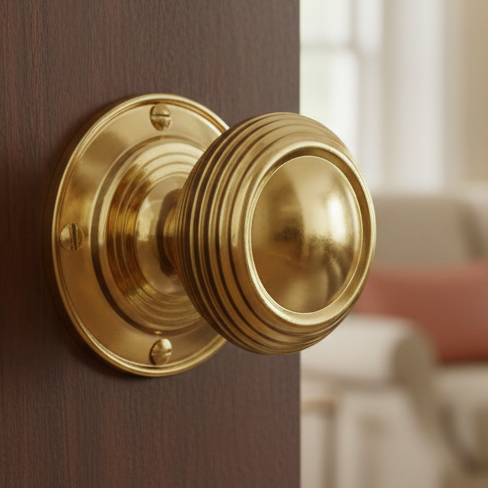 Polished Brass Goodrich Mortice Door Knob Set 58mm
