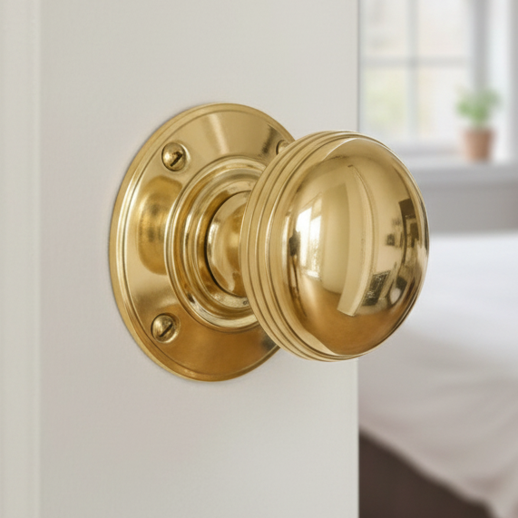 Polished Brass Richmond Mortice Door Knob Set 56mm