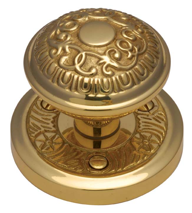 Polished Brass Aydon Decorative Mortice Door Knob Set 57mm