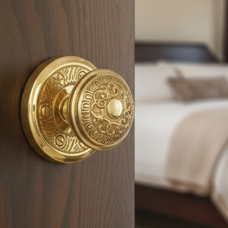 Polished Brass Aydon Decorative Mortice Door Knob Set 57mm