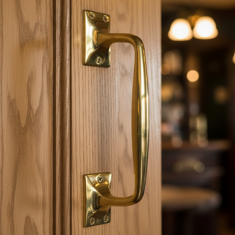 Polished Brass Cranked Door Pull Handle 12in (310mm)