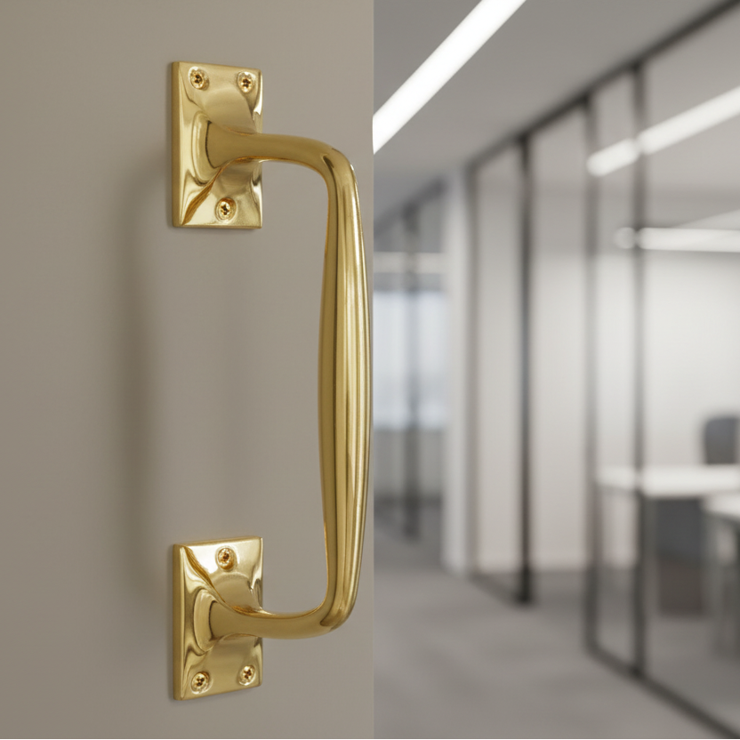 Polished Brass Cranked Door Pull Handle 8in (202mm)